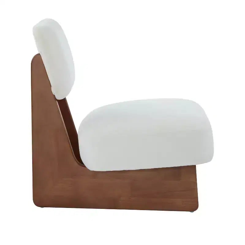 Lot de 2 chaises longues modernes beiges avec revêtement en polyester, piètement robuste en bois, pour différentes pièces
