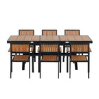 Ensemble de salle à manger extérieur extensible 7 pièces avec table extensible et 6 chaises avec accoudoirs