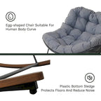 Fauteuil à bascule géant de patio, Chaise œuf Freestyle intérieure-extérieure avec coussin Rembourré Fauteuil de salon moderne pour jardin, cour arrière