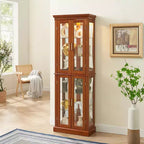 Vitrine, meuble vitrine avec 6 étagères réglables et portes en verre trempé, meuble haut pour salon, chambre à coucher