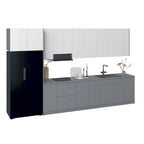 Cuisine Collection Intemporelle Gris et Blanc Brillant Taille du Meuble Bas 13 pieds de large - 157x24
