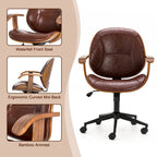 Fauteuil de bureau pivotant réglable en similicuir Glitzhome avec accoudoir, design ergonomique