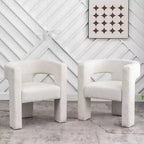 Ensemble de 2 fauteuils rembourrés en tissu bouclette à accoudoirs carrés de 71 cm de large - Kinwell