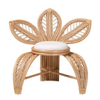 Chaise d'appoint en rotin naturel Gresham bali & pari, Blanc/Marron naturel : Fabriquée à la main, coussin en mousse, aucun assemblage requis