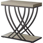 Table d'appoint, bout de canapé étroit à 2 niveaux pour salon, table de chevet industrielle avec structure en métal pour chambre, canapé, petits espaces, gris