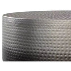 Table basse contemporaine Kacy en métal, 91 cm de large, en dégradé argenté, Assemblée