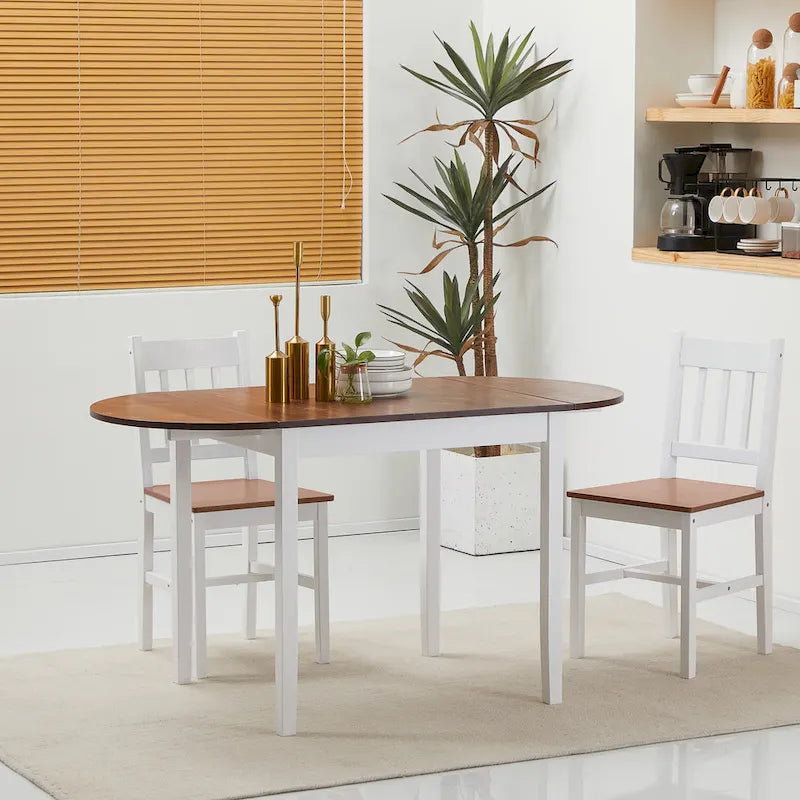 HOMCOM Table de cuisine en bois massif 55 po, Tables à abattants pour petits espaces, Table de salle à manger pliante