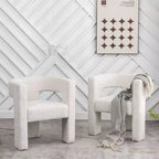 Ensemble de 2 fauteuils rembourrés en tissu bouclette à accoudoirs carrés de 71 cm de large - Kinwell