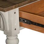 Table de canapé Morgan Creek antique blanc brossé et accents couleur tabac