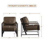 Yaheetech Lot de 2 fauteuils de salon rétro rembourrés avec accoudoirs en métal, coussin d'assise et de dossier amovible