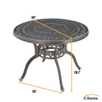 Ensemble de salle à manger d'extérieur 5 pièces en fonte d'aluminium avec 4 chaises pivotantes