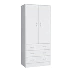 Grande Armoire Moderne à Deux Portes avec 3 Tiroirs et 1 Tringle pour Chambre à Coucher