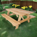 Table de pique-nique d'extérieur en cèdre de 1,8 m, banc de patio en bois fait à la main pour le camping, les fêtes dans le jardin ou les réceptions, cèdre rustique