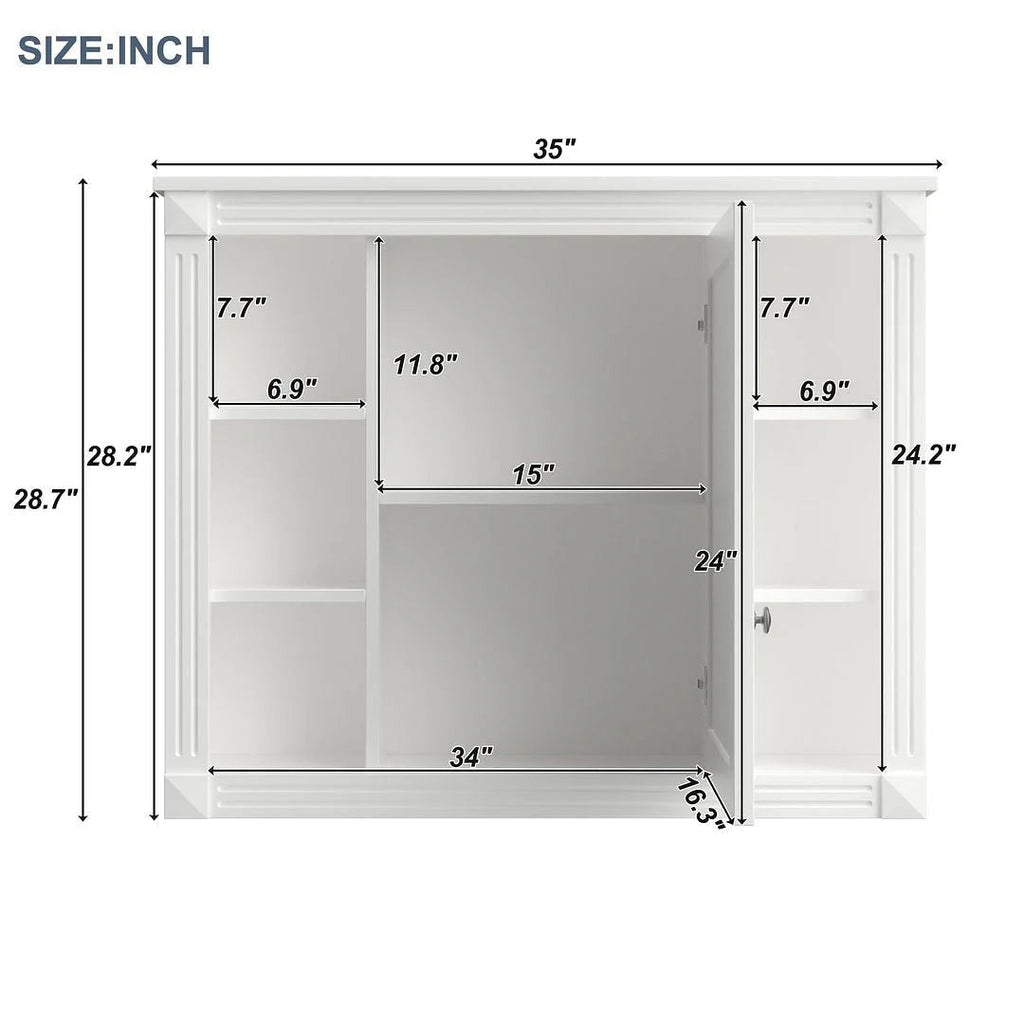 Meuble-lavabo moderne de 36 po avec vasque et armoire à miroir, 2 portes et 2 tiroirs