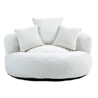 Fauteuil d'appoint rond surdimensionné avec haut dossier enveloppant, revêtement en chenille et 3 coussins