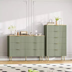 Commode 6 tiroirs COZONY avec design cannelé, Armoire de rangement moderne en bois, Grande commode pour chambre, salon, entrée