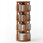 Bibliothèque verticale étroite rotative en bois
