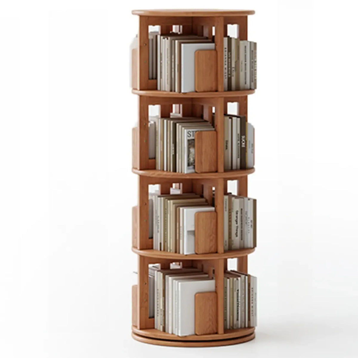 Bibliothèque verticale étroite rotative en bois