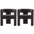 Ensemble de 2 fauteuils rembourrés en tissu bouclette à accoudoirs carrés de 71 cm de large - Kinwell