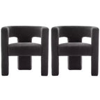 Ensemble de 2 fauteuils rembourrés en tissu bouclette à accoudoirs carrés de 71 cm de large - Kinwell