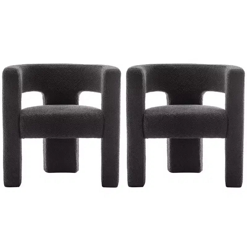 Ensemble de 2 fauteuils rembourrés en tissu bouclette à accoudoirs carrés de 71 cm de large - Kinwell