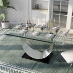 Ensemble de salle à manger 7 pièces avec piédestal en U en acier noir moderne Heer par Furniture of America