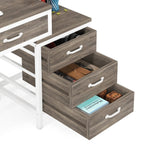 Bureau d'ordinateur réversible avec 5 tiroirs, bureau de travail à domicile avec caisson de rangement pour dossiers et support pour imprimante