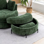 Fauteuil d'appoint pivotant rembourré 42,3 W avec 4 oreillers et pouf de rangement demi-lune