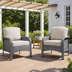 HOMLUX Lot de 2 chaises de patio en osier, ensemble de chaises d'extérieur tout temps à dossier haut en rotin