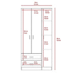 Armoire 3 portes FM Furniture Eureka avec 2 tiroirs, étagères intérieures et tringle