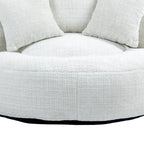 Fauteuil d'appoint rond surdimensionné avec haut dossier enveloppant, revêtement en chenille et 3 coussins