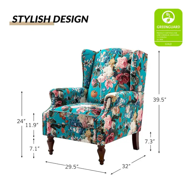 Fauteuil traditionnel à oreilles Gott avec pieds en bois massif par HULALA HOME