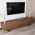 Meuble TV moderne de 82,83 pouces avec tiroirs en bois massif et aérations, console multimédia pour salon