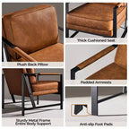 Yaheetech Lot de 2 fauteuils de salon rétro rembourrés avec accoudoirs en métal, coussin d'assise et de dossier amovible