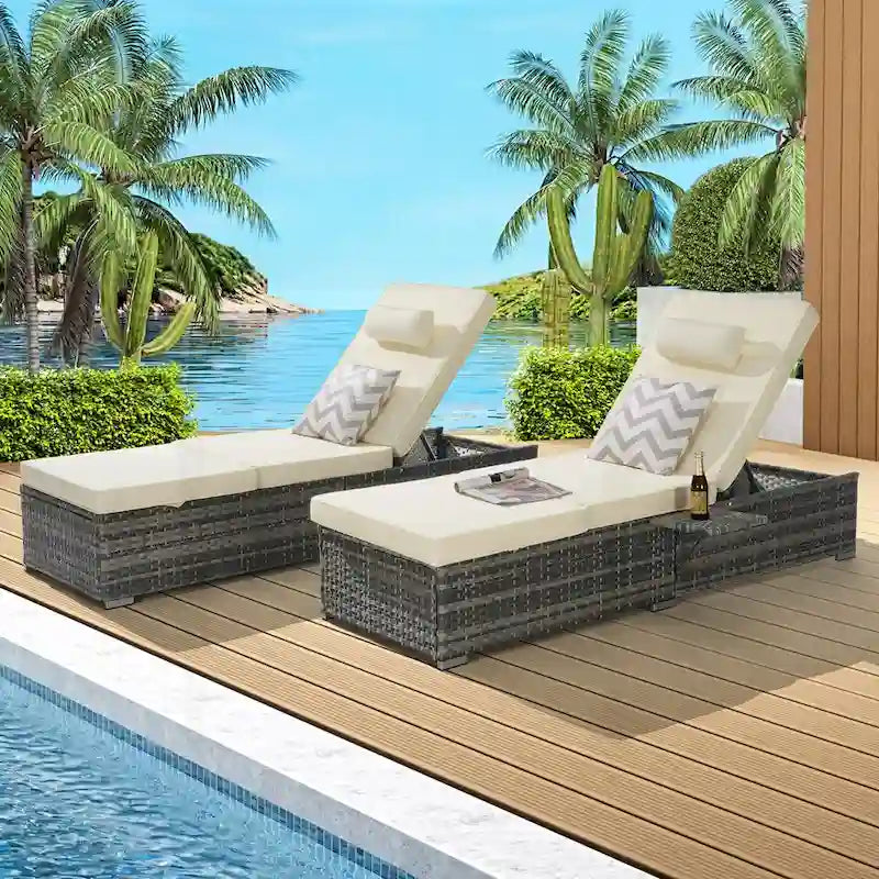 Excellent ensemble de chaises longues d'extérieur pour la relaxation et les loisirs
