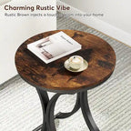 Petite table d'appoint ronde moderne, bout de canapé ou table de chevet avec structure en métal doré et plateau en bois d'ingénierie aspect marbre pour salon