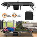 Lit de camping pliant épaissi DoCred amélioré avec matelas épais