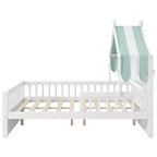Lit cabane en bois ModernLuxe (taille lit simple/double) avec tête de lit de rangement, cadre de lit pour enfants en pin massif avec barrières de sécurité