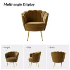 Fauteuil baril confortable avec pieds en métal doré, fauteuil d'appoint pour salon