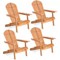 Lot de 4 chaises Adirondack pliables Costway en bois d'eucalyptus, naturel
