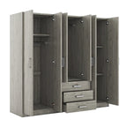 Armoire 6 portes en bois avec 3 grands tiroirs de rangement pour chambre à coucher