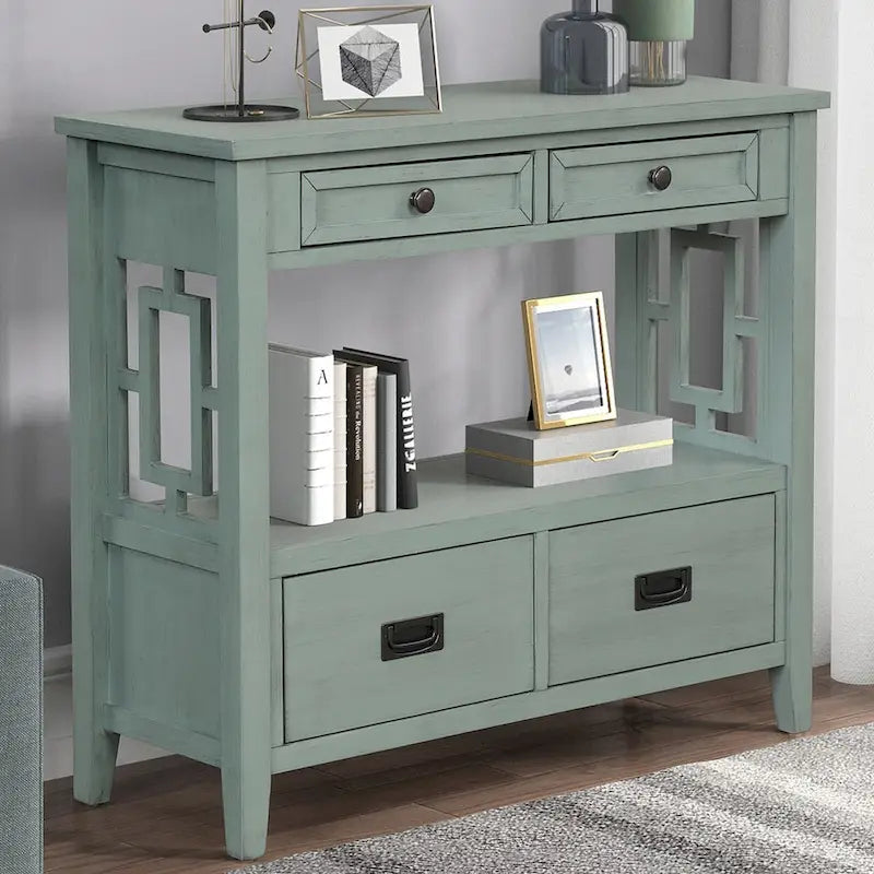 Console avec 4 tiroirs et une étagère de rangement