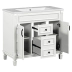 Meuble-lavabo moderne de 36 po avec vasque et armoire à miroir, 2 portes et 2 tiroirs