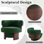 Fauteuil tonneau pivotant à 360° Whisen avec design sculptural en bois cintré, structure en bois massif, 32 po de largeur, polyvalent pour le salon et la chambre à coucher