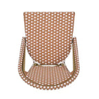 sumyeg Lot de 2 tabourets de bar de bistrot français d'extérieur 29,5, rotin PE en osier avec cadre en aluminium, finition aspect bambou, rouge rouille et blanc