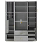 Armoire de rangement de cuisine sur pied Whisen 71H, grand buffet de salle à manger avec 6 portes et étagères réglables