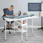 Table artisanale réglable en hauteur avec étagères de rangement, table de coupe pliante mobile pour bureau à domicile, salle de couture, salle d'artisanat