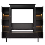 Lit escamotable moderne Luxystar Queen avec 10 étagères de rangement et tête de lit rembourrée, noir