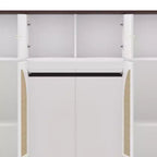 Armoire penderie grande capacité à 8 portes de 180 cm de haut avec tringle, étagères réglables et portes décoratives en rotin