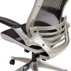 Chaise de bureau pivotante de direction Flash Furniture à dossier mi-hauteur en maille transparente avec accoudoirs relevables